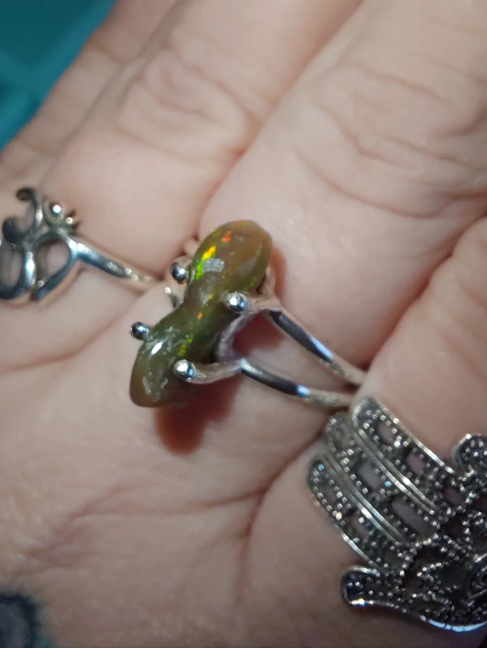 Fire Ethiopian Opal Sterling Silver Ring Size 7.25